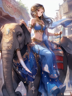 象に乗る南国の姫