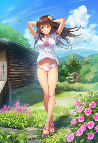 山里の夏風に髪を揺らして
