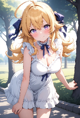 公園の木陰で出会った金髪少女