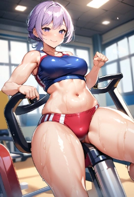 陸セパでジムトレするお姉さん
