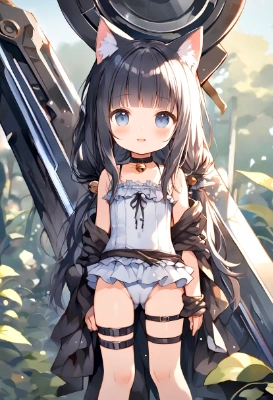 猫耳ちゃんとメチャクチャでかい武器