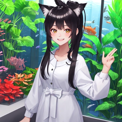 猫耳少女（花と魚）