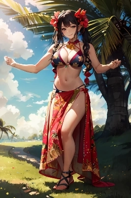 フラダンスを踊る少女