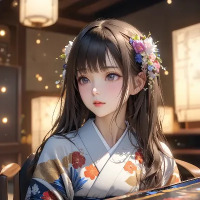 花冠の着物少女