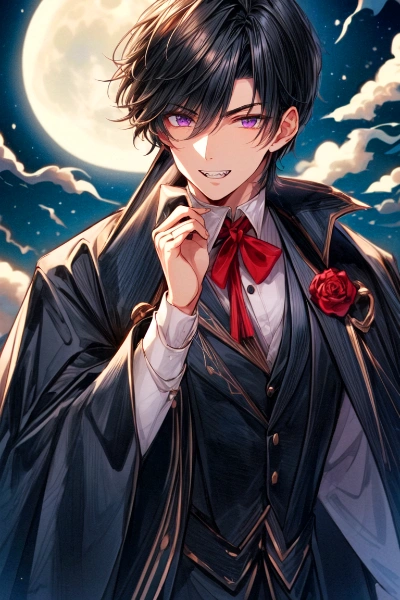 八重歯でドラキュラな、黒髪短髪男性★(4枚)