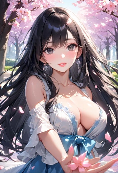 桜並木さくら吹雪