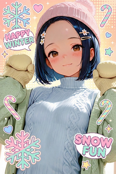 雪の魔法に包まれた冬の微笑み