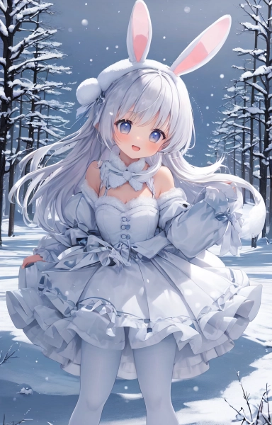 かわいい雪ウサギ