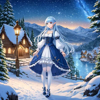 雪と星空