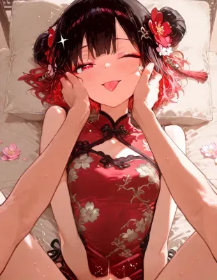 笑顔のチャイナドレス少女