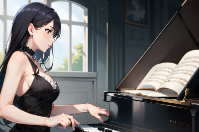 ピアノで作曲中