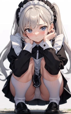 銀髪メイドのパンチラ