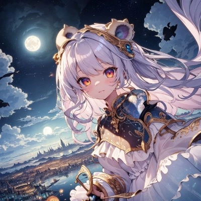 くまと雲の上の街
