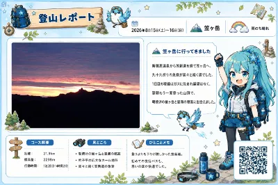 碧衣　笠ヶ岳登山レポート