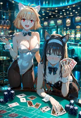 猫耳バニーのアルクェイドと秋葉！