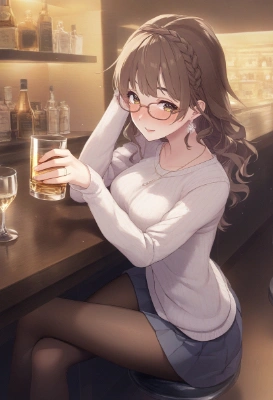 初恋の人と2人で酒を飲みながら昔好きだったことを告白する人妻