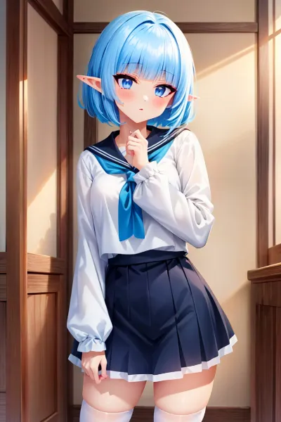 青髪エルフの学校での秘密の瞬間