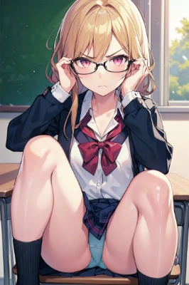 眼鏡っ娘開脚1人