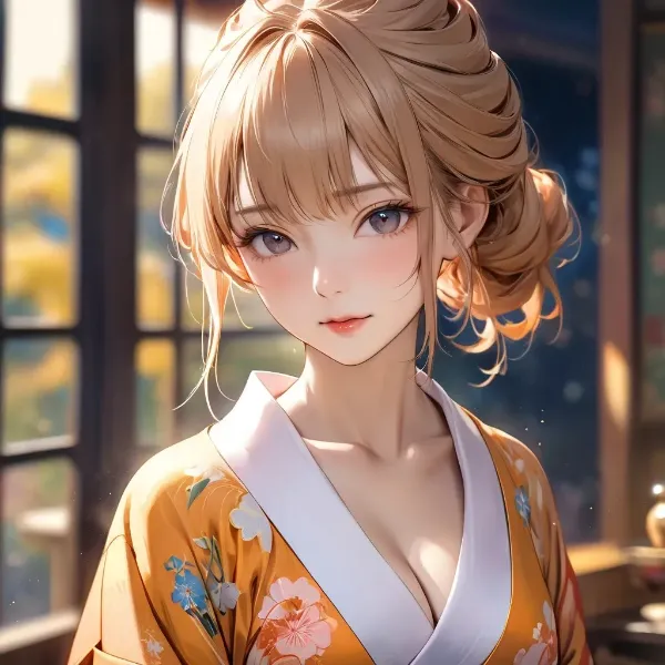 朝陽に輝く浴衣の少女