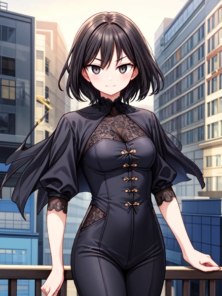 【R15】デフォルメされた、黒髪セミロング女性★(4枚)