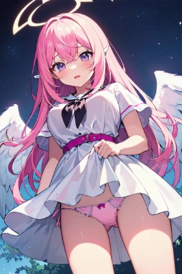 ピンク髪、天使の女の子