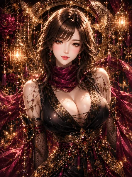 黄金の蝶が舞う妖艶な美女