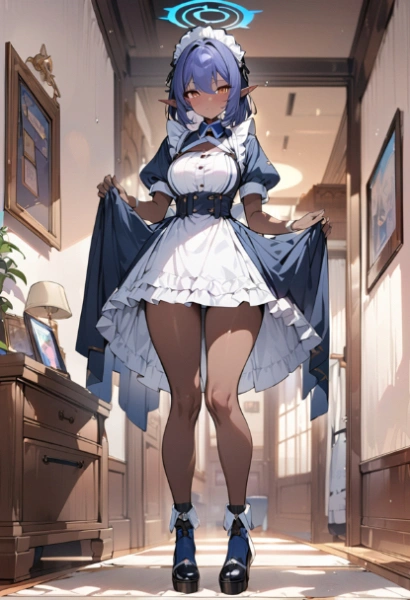 ブルアカ風ダークエルフメイドちゃん