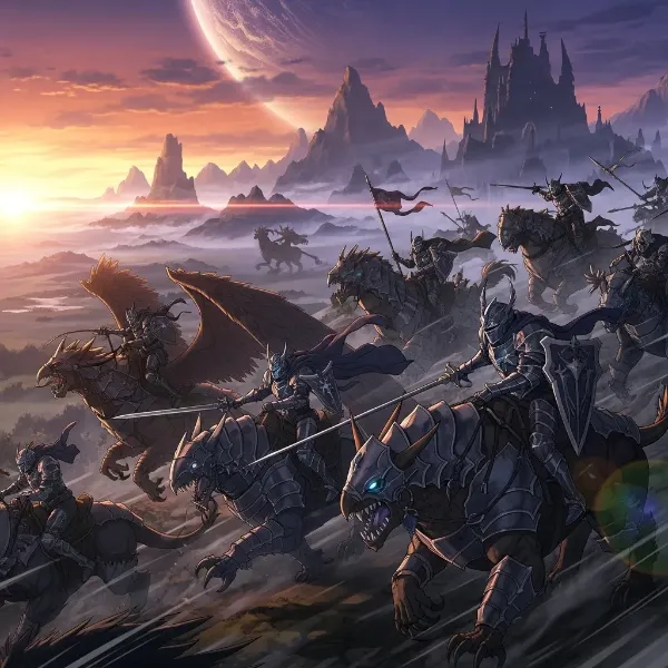 突撃する重装魔獣兵団