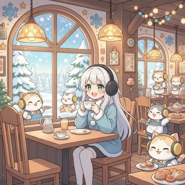 雪猫カフェの温かな午後