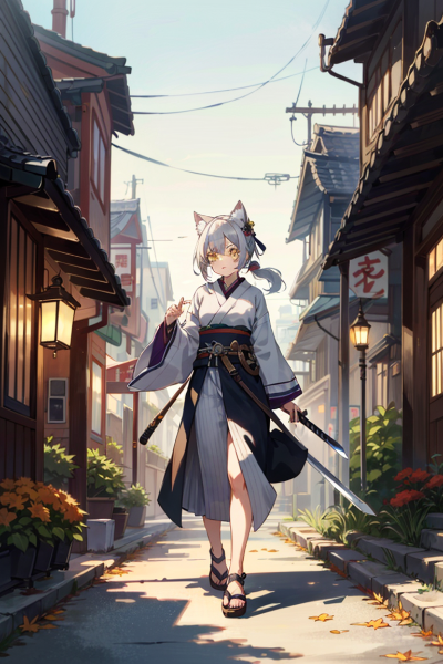 刀を持つ猫又の少女