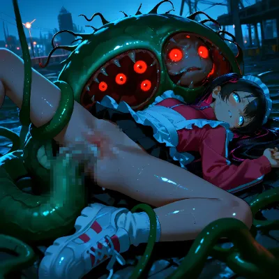 女の子達と朽ちた遊園地のプラントキメラ2