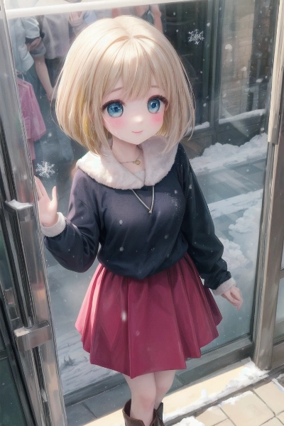 雪の中のあみちゃん