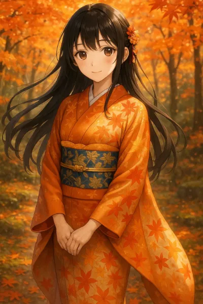 紅葉の森で紡ぐ少女の秋物語