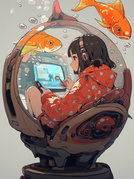 No.1115 金魚✕水槽のダイバー