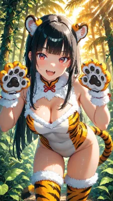 世界虎の日、陽光のジャングルで輝く虎娘の冒険