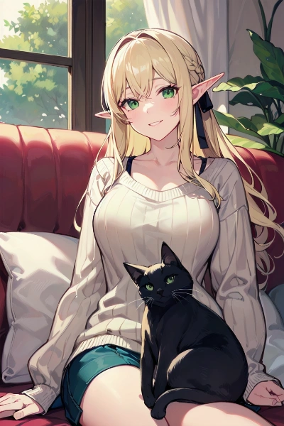 食べ歩きエルフ・エルフと黒猫