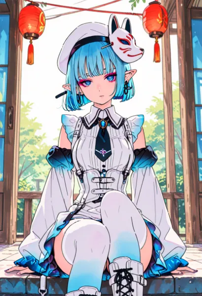 青き狐の守護者と寺院の宵