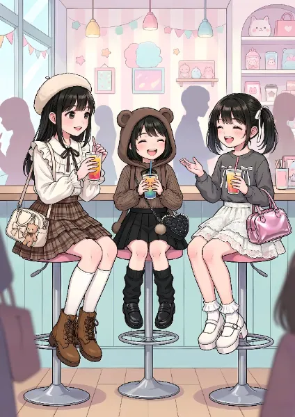 カフェのカウンターで笑顔のひととき