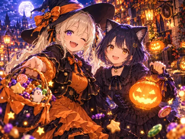 魔女と猫耳の甘いハロウィン