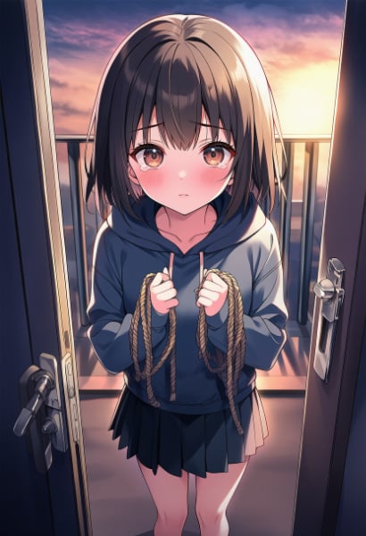 ドアの前にたたずむ内気ストーカー少女