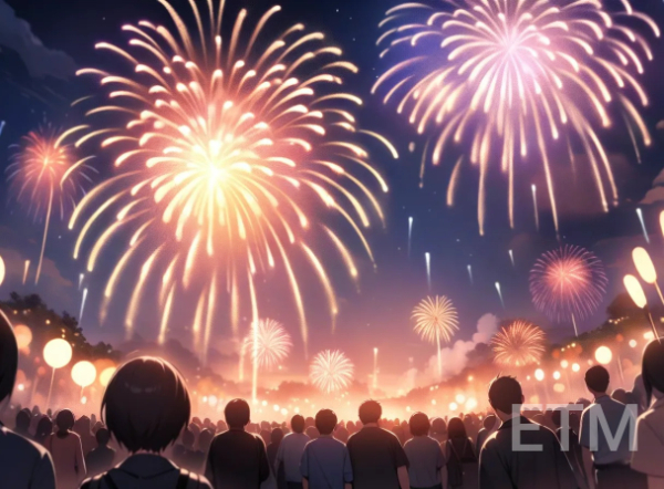 幻想的な雰囲気の花火大会