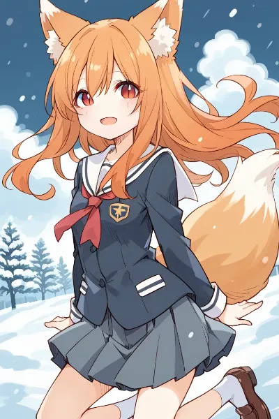 雪で上がる狐娘さん