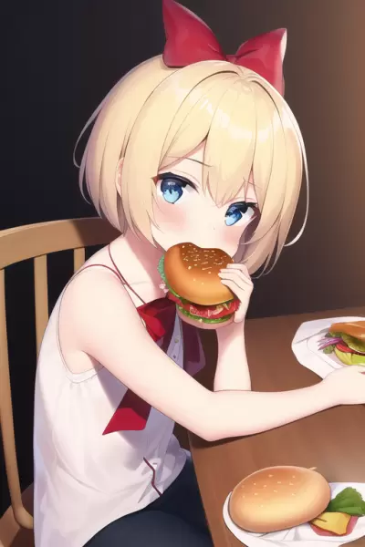 ハンバーガーもぐもぐ