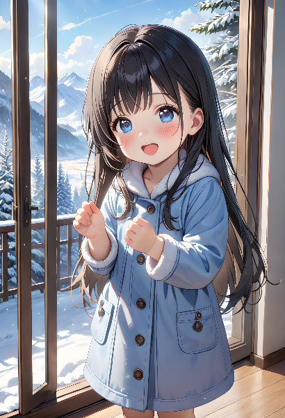 お兄ちゃん雪だよ！早く行こ！