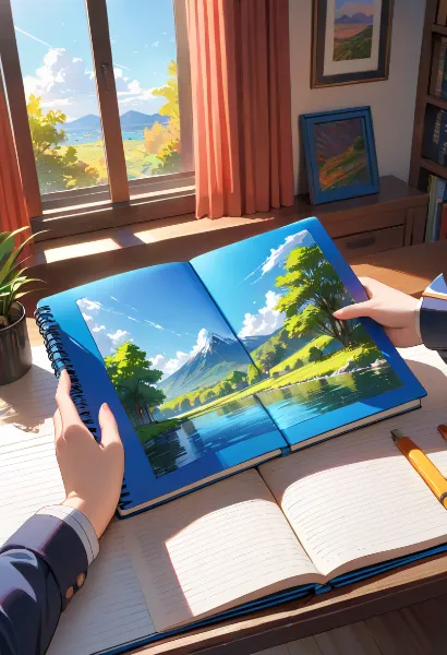 スケッチブックに広がる夢の山岳