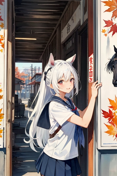 ポスターを張ろうとする少女