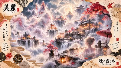 白狐が守る雲海の霊湯