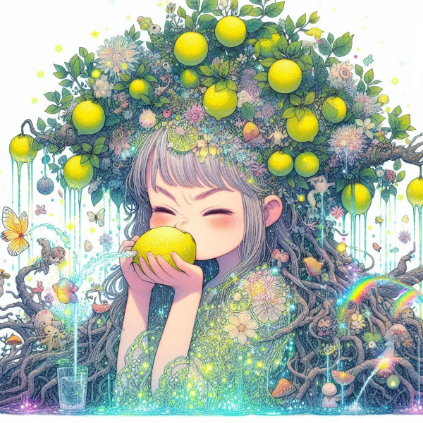 レモンの酸味ですっぱ顔