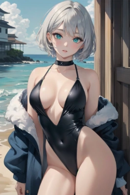 衣留夢ちゃんのVネックワンピース水着