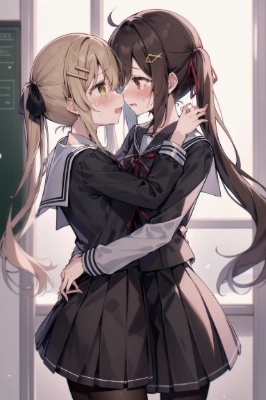 慰め合っている少女たち